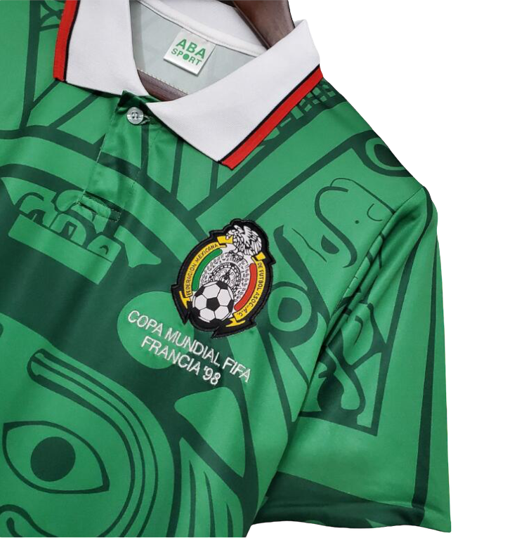 Mexico 1998 Retro Green Futbol Shirt World Cup Mexico 1998 